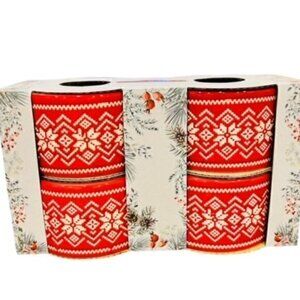 CHRISTMAS SWEATER Ceramic RAMEKINS Set of 4‎ Red CHRISTMAS NEW BAKESHOP GIFT NIB